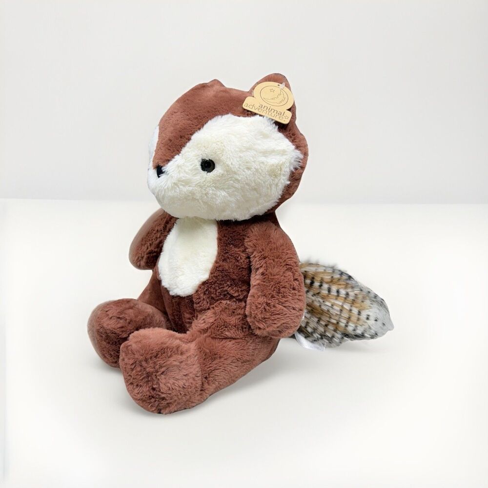 Animal Adventure Plump Red Fox Furry Tail Stuffed Animal Plush Brand New